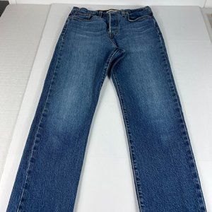 Levi's Jeans Women's 29 Big E Wedgie Straight Leg Blue Faded Crop Stretch Denim